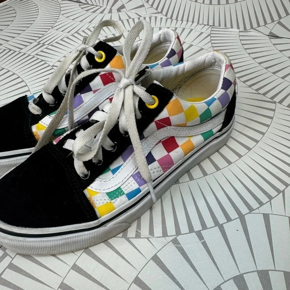 Vans Old Skool Rainbow Checkerboard Skate Shoe Men’s 4.5 Women’s 6 - Picture 7 of 10